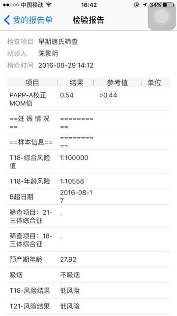 早期唐筛数据有懂帮看看好嘛,谢谢了