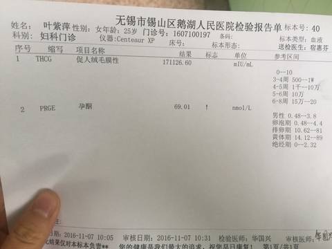 人绒毛膜促性腺激素为9483mIU\/ml.