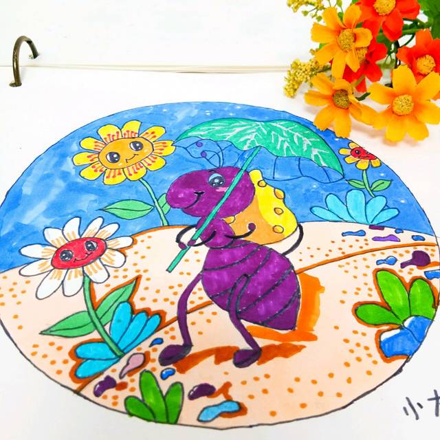 蜜蜂采蜜创意儿童画,勤劳的小蜜蜂,人人爱